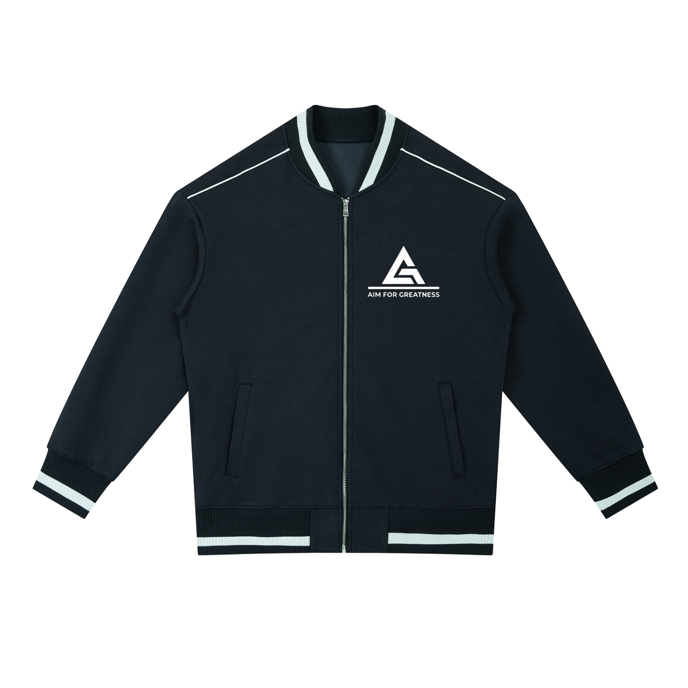 Contrast Piping Zip Bomber Jacket