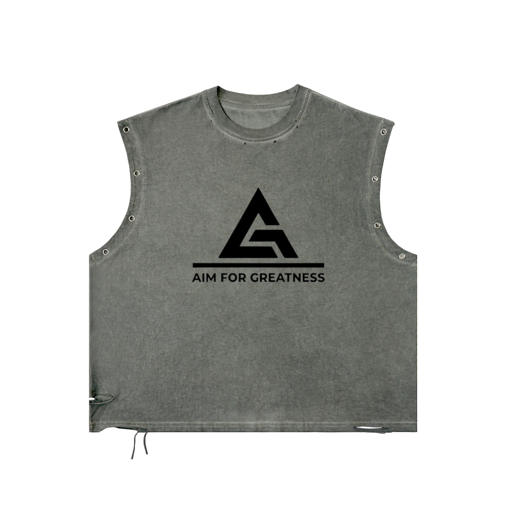 Distressed Grommet Eyelet Tank Top