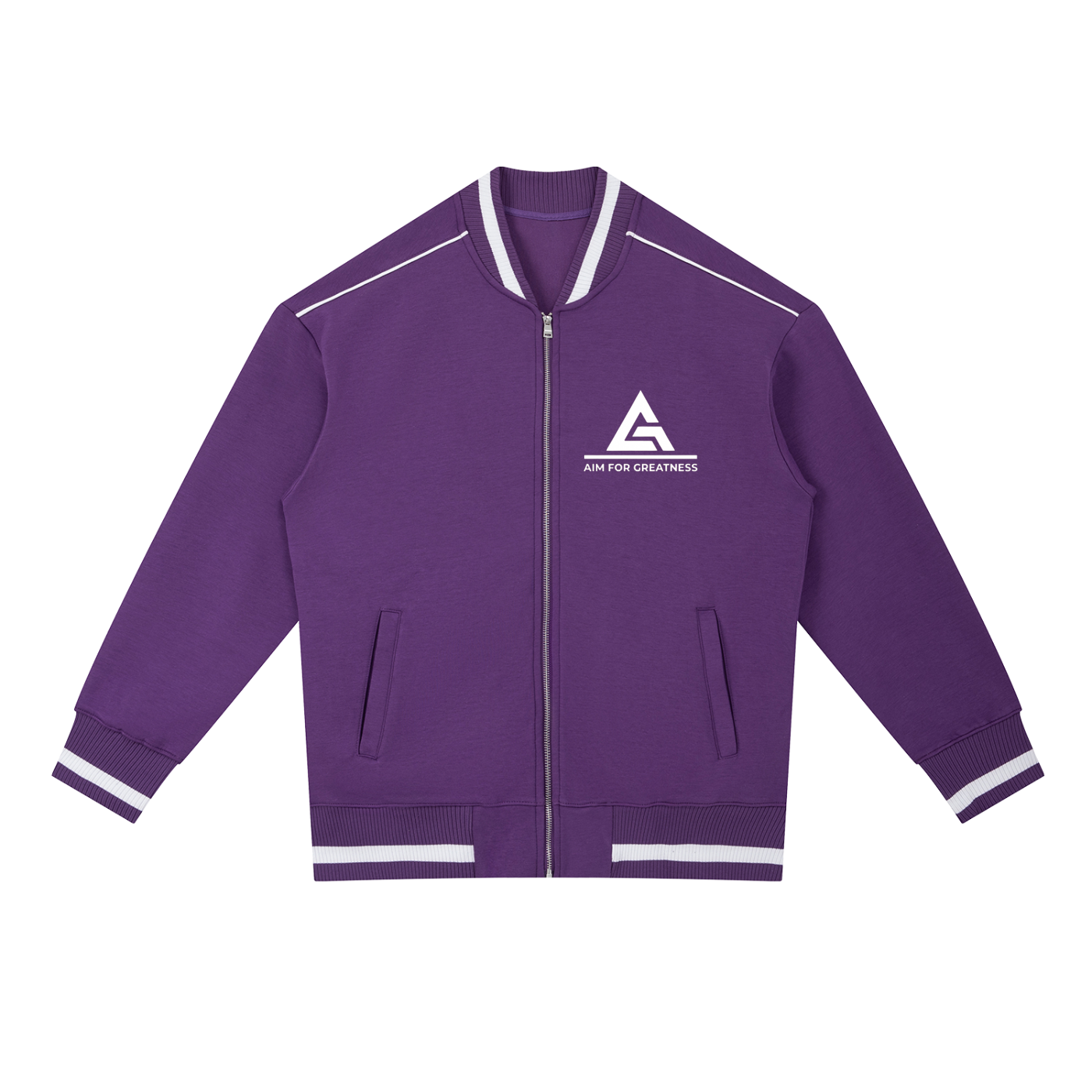 Contrast Piping Zip Bomber Jacket
