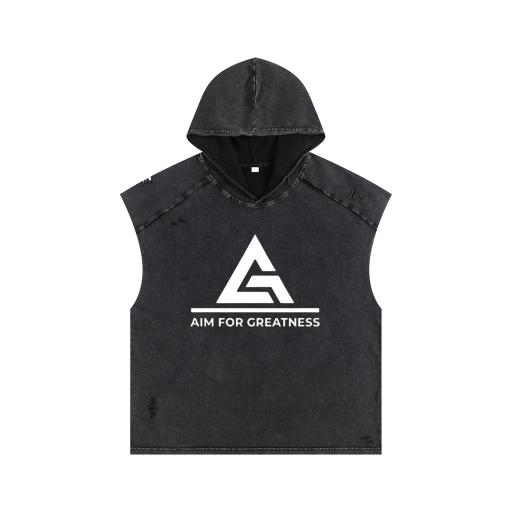 Snow Washed Boxy Hooded Tank Top