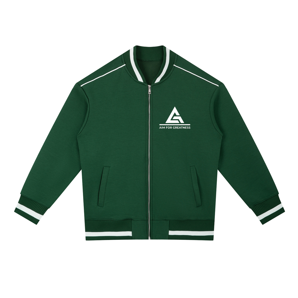 Contrast Piping Zip Bomber Jacket